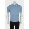 Men's blue polo shirt with raised stripes