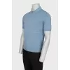 Men's blue polo shirt with raised stripes