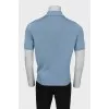 Men's blue polo shirt with raised stripes