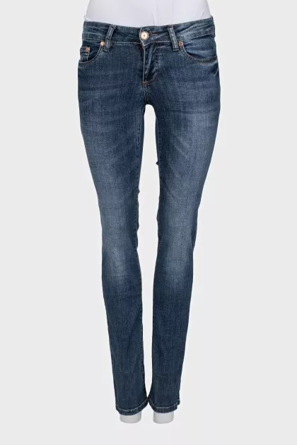 Blue skinny fit low rise jeans