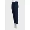 Blue wool trousers with elastic waistband