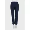 Blue wool trousers with elastic waistband