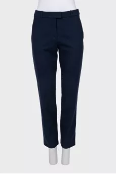 Mid-rise blue wool trousers
