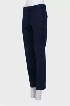 Mid-rise blue wool trousers