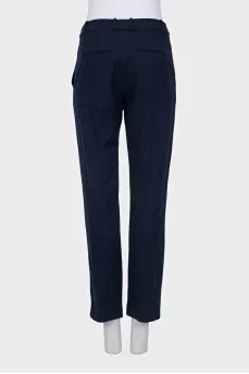 Mid-rise blue wool trousers