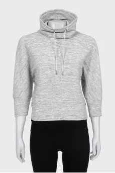 Gray sports jacket with a high collar