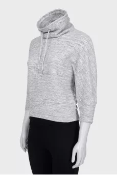 Gray sports jacket with a high collar
