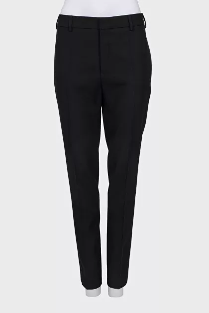 Black wool trousers with stripes