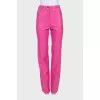 Pink faux leather trousers
