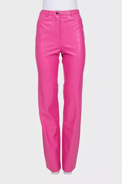 Pink faux leather trousers