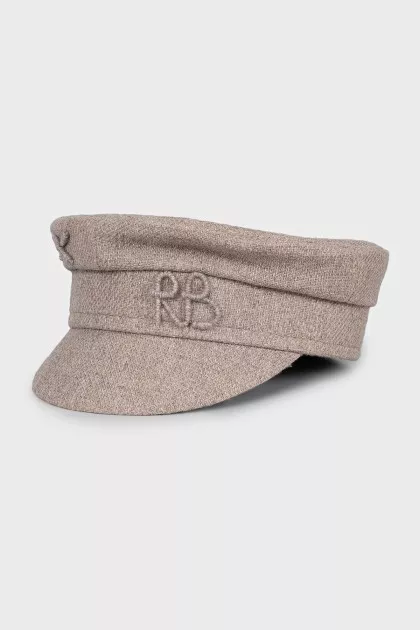 Gray cap with embroidered brand logo