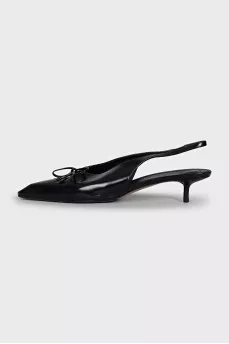 Чорні слінгбки на підборах kitten heel