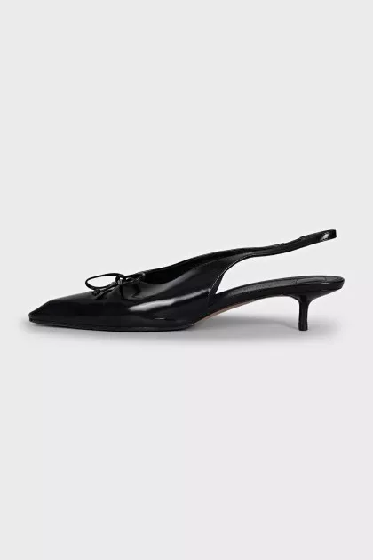 Черные слингбки на каблуке kitten heel