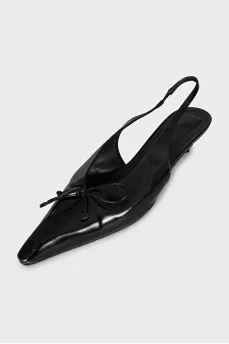 Чорні слінгбки на підборах kitten heel