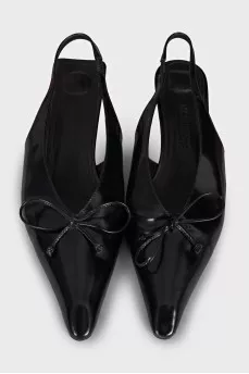 Чорні слінгбки на підборах kitten heel