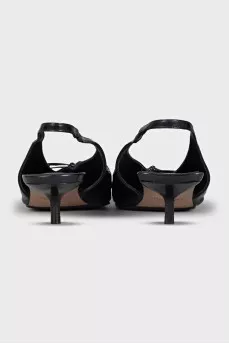 Чорні слінгбки на підборах kitten heel