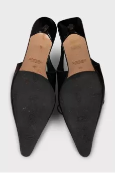 Чорні слінгбки на підборах kitten heel