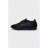 Men's black sneakers made of textile and leather