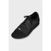 Men's black sneakers made of textile and leather