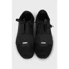 Men's black sneakers made of textile and leather