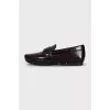 Brown leather moccasins