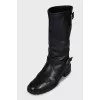 Insulated leather boots with buckles