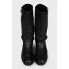 Insulated leather boots with buckles