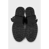 Insulated leather boots with buckles