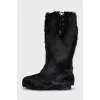 High fur boots