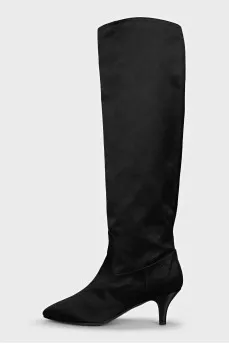 Kitten heel textile boots