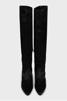 Kitten heel textile boots