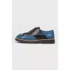 Denim shoes with leather inserts