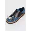 Denim shoes with leather inserts