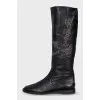 Leather boots with eyelets