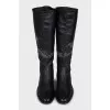 Leather boots with eyelets