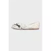 White leather ballet flats with perforations