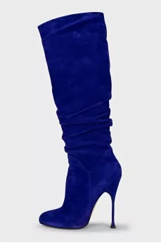 Suede stiletto boots