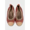 Leather ballet flats with suede toe