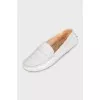 Leather moccasins with embossing