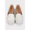 Leather moccasins with embossing