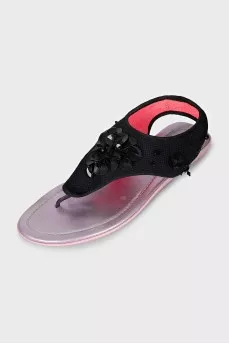 Textile flip-flops with black decor