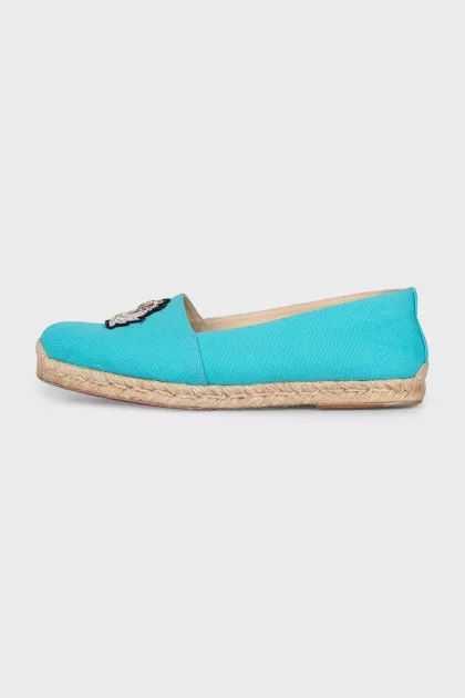 Textile espadrilles with a signature logo