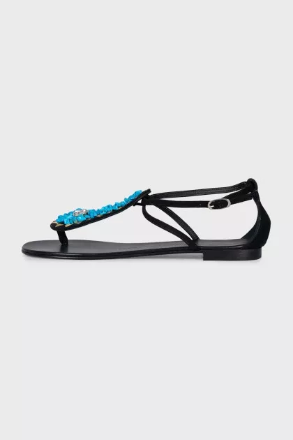 Suede sandals decorated with crystals