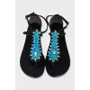 Suede sandals decorated with crystals