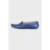 Blue leather moccasins