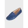 Blue leather moccasins