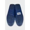 Blue leather moccasins