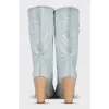 Denim boots with heels and logo
