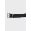 Leather belt with silver logo