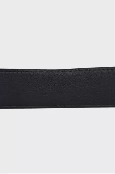 Leather belt with silver logo